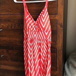 Pink and white maxi dress size S